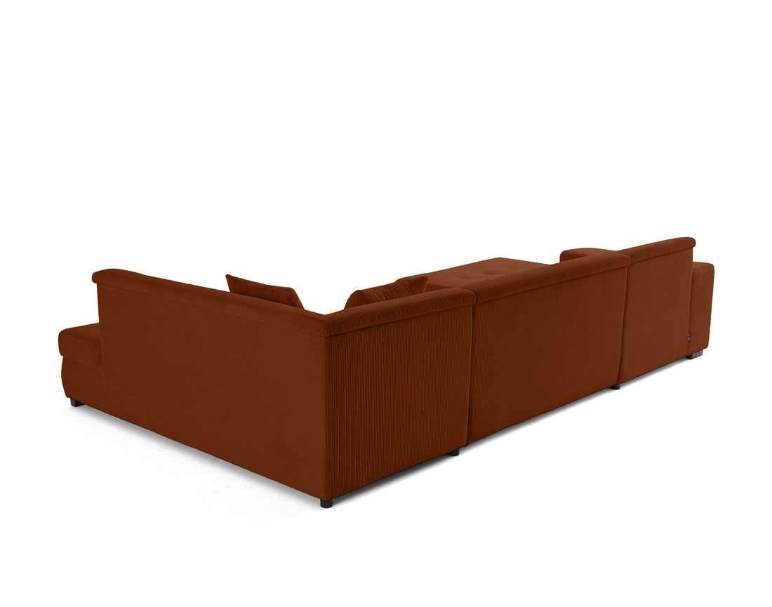 Canapé panoramique d'angle droit 7 places en velours côtelé Vermont