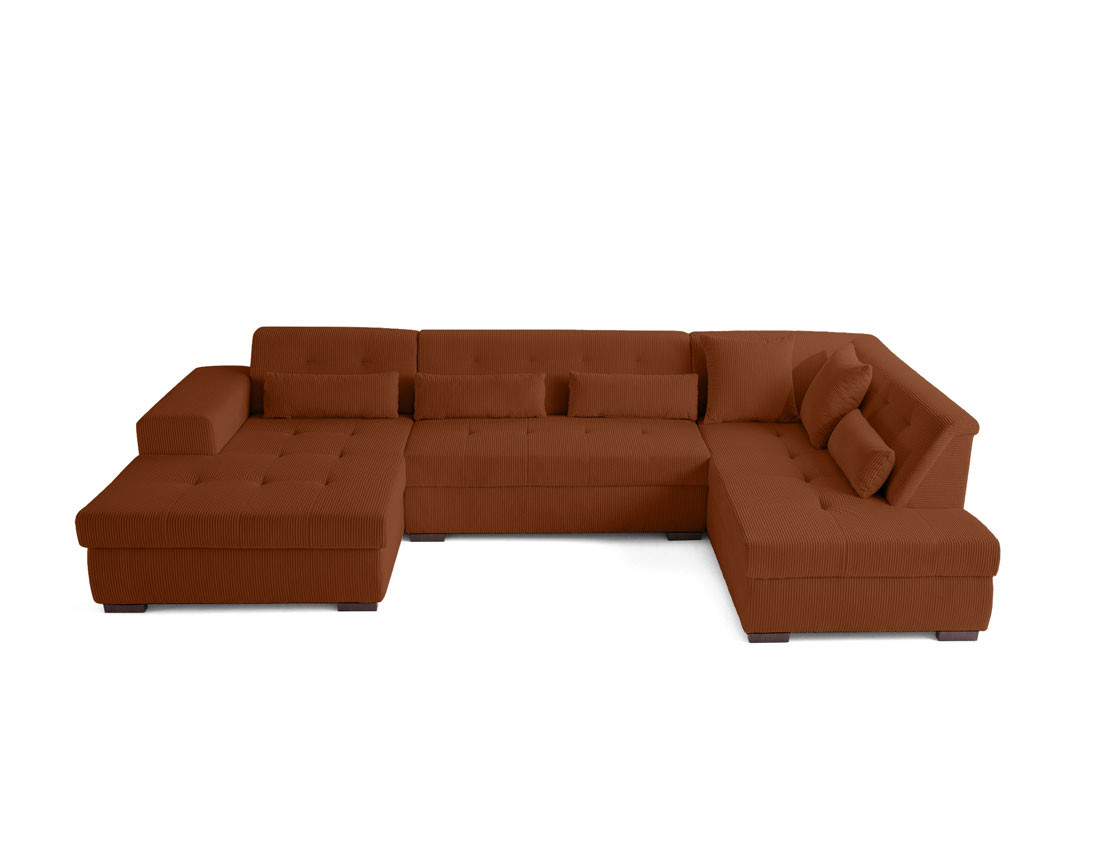 Canapé panoramique d'angle droit 7 places en velours côtelé Vermont