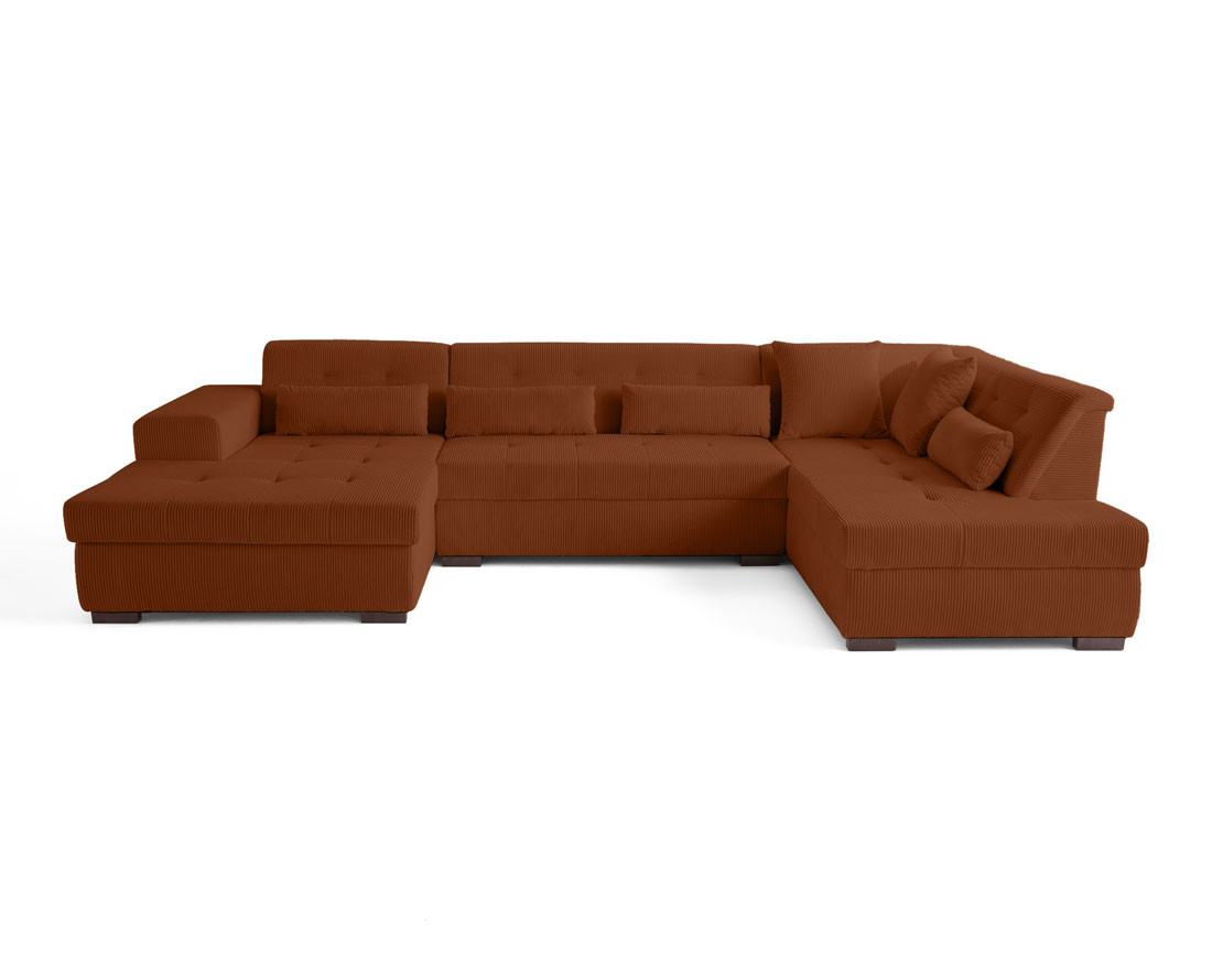 Canapé panoramique d'angle droit 7 places en velours côtelé Vermont