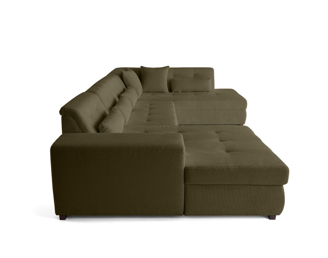 Canapé panoramique d'angle droit 7 places en velours côtelé Vermont