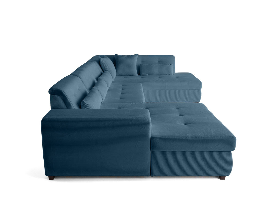 Canapé panoramique d'angle droit 7 places en velours côtelé Vermont