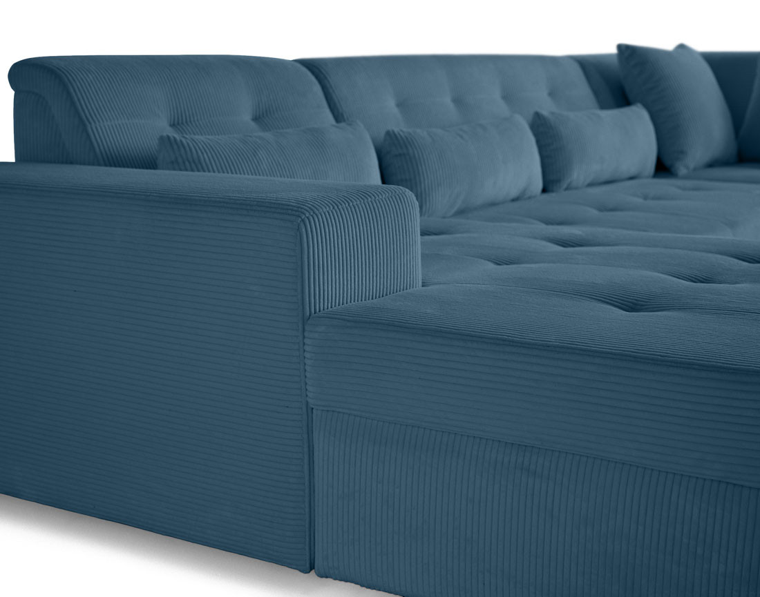 Canapé panoramique d'angle droit 7 places en velours côtelé Vermont