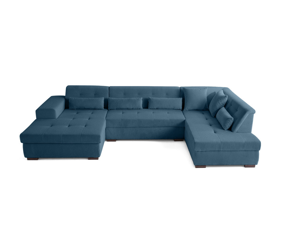 Canapé panoramique d'angle droit 7 places en velours côtelé Vermont