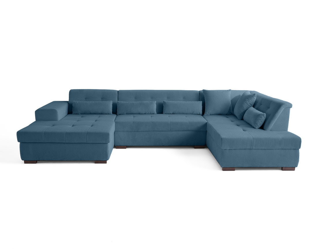 Canapé panoramique d'angle droit 7 places en velours côtelé Vermont