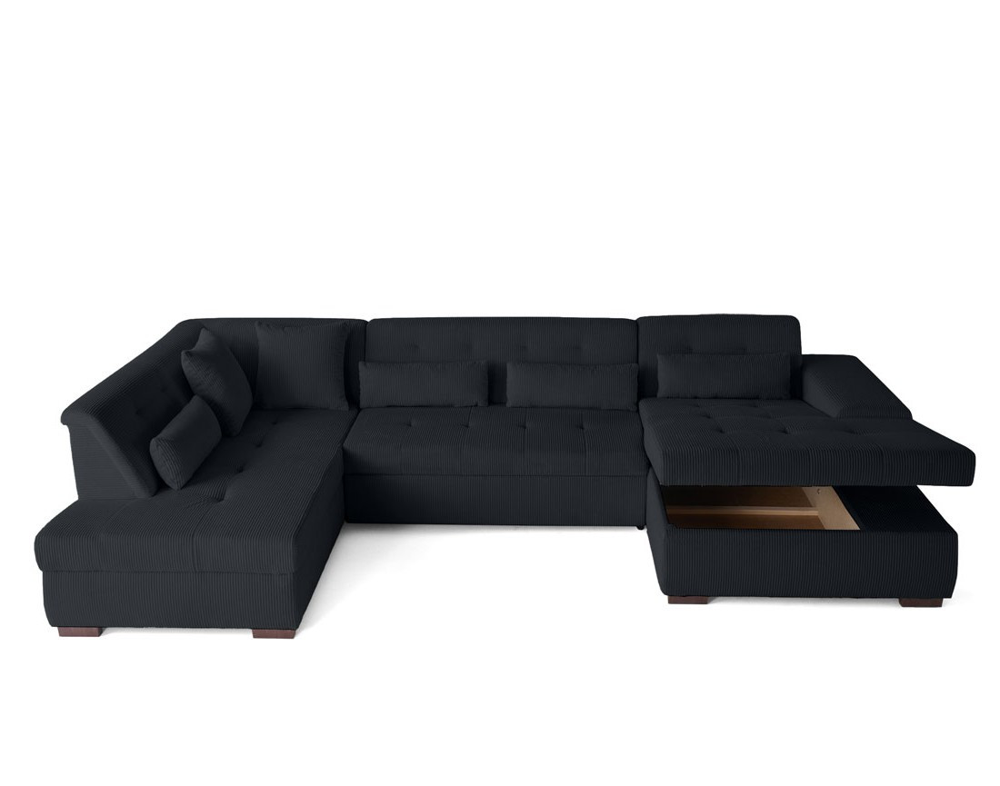 Canapé panoramique convertible Vermont 7 places en velours côtelé