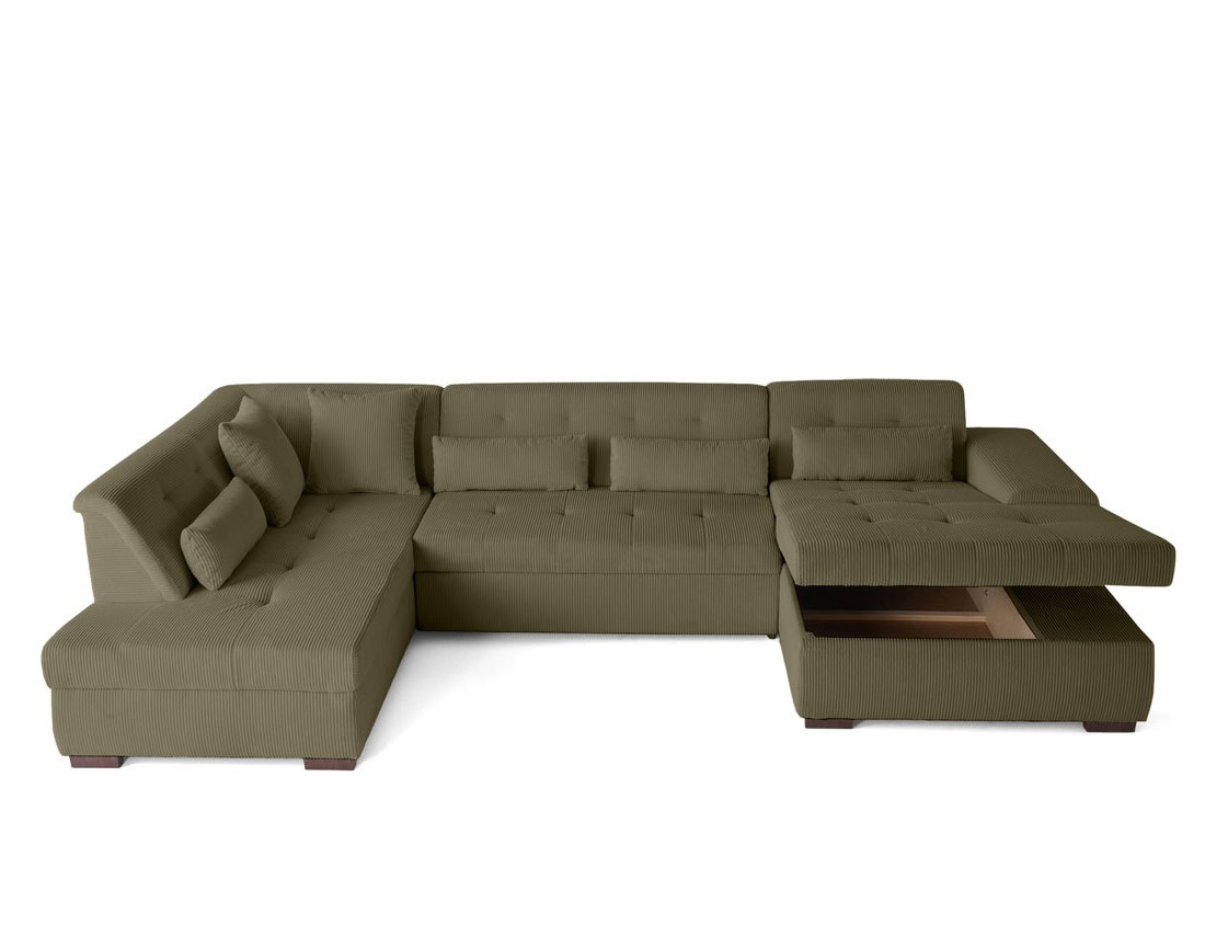 Canapé panoramique convertible Vermont 7 places en velours côtelé