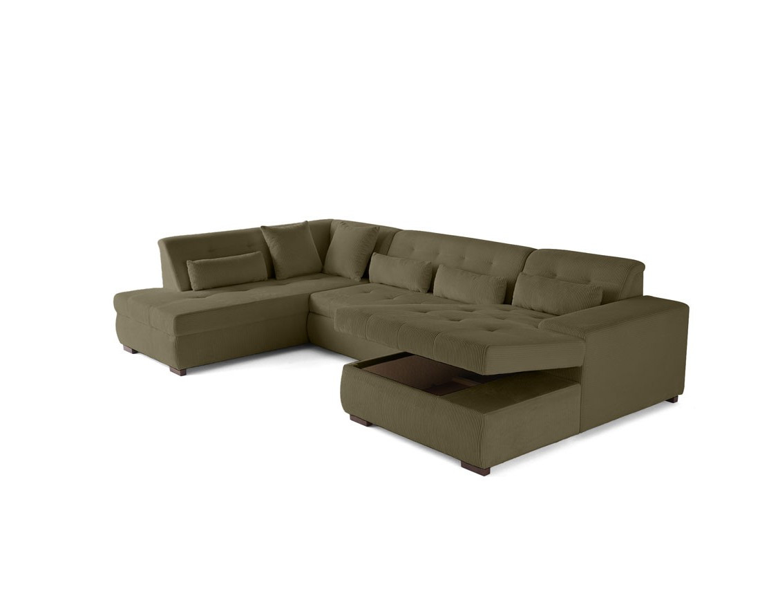 Canapé panoramique convertible Vermont 7 places en velours côtelé