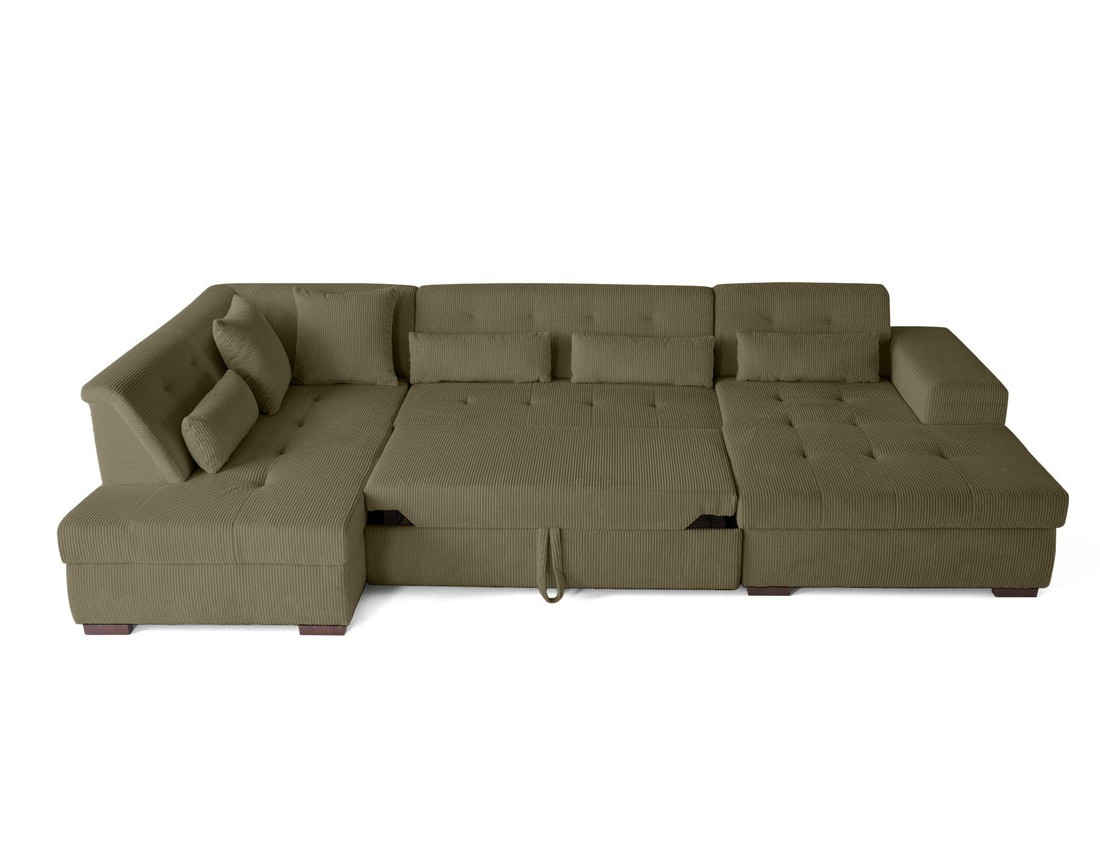 Canapé panoramique convertible Vermont 7 places en velours côtelé