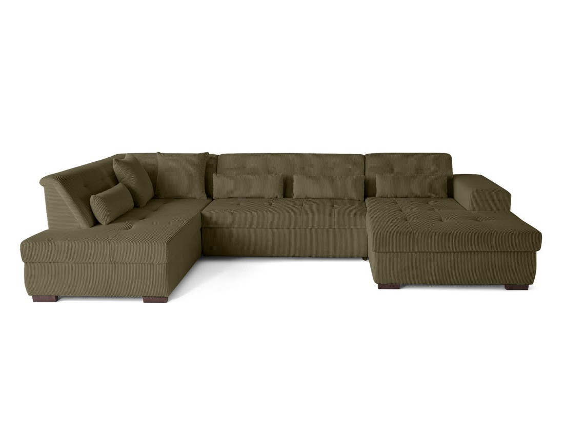 Canapé panoramique convertible Vermont 7 places en velours côtelé