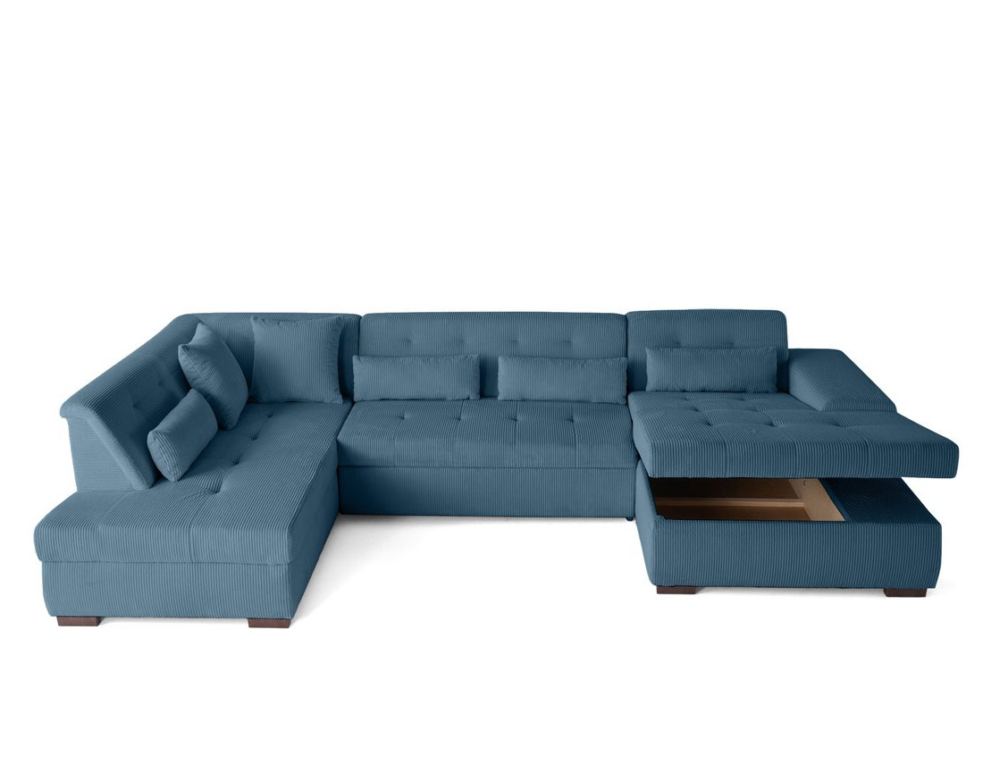 Canapé panoramique convertible Vermont 7 places en velours côtelé