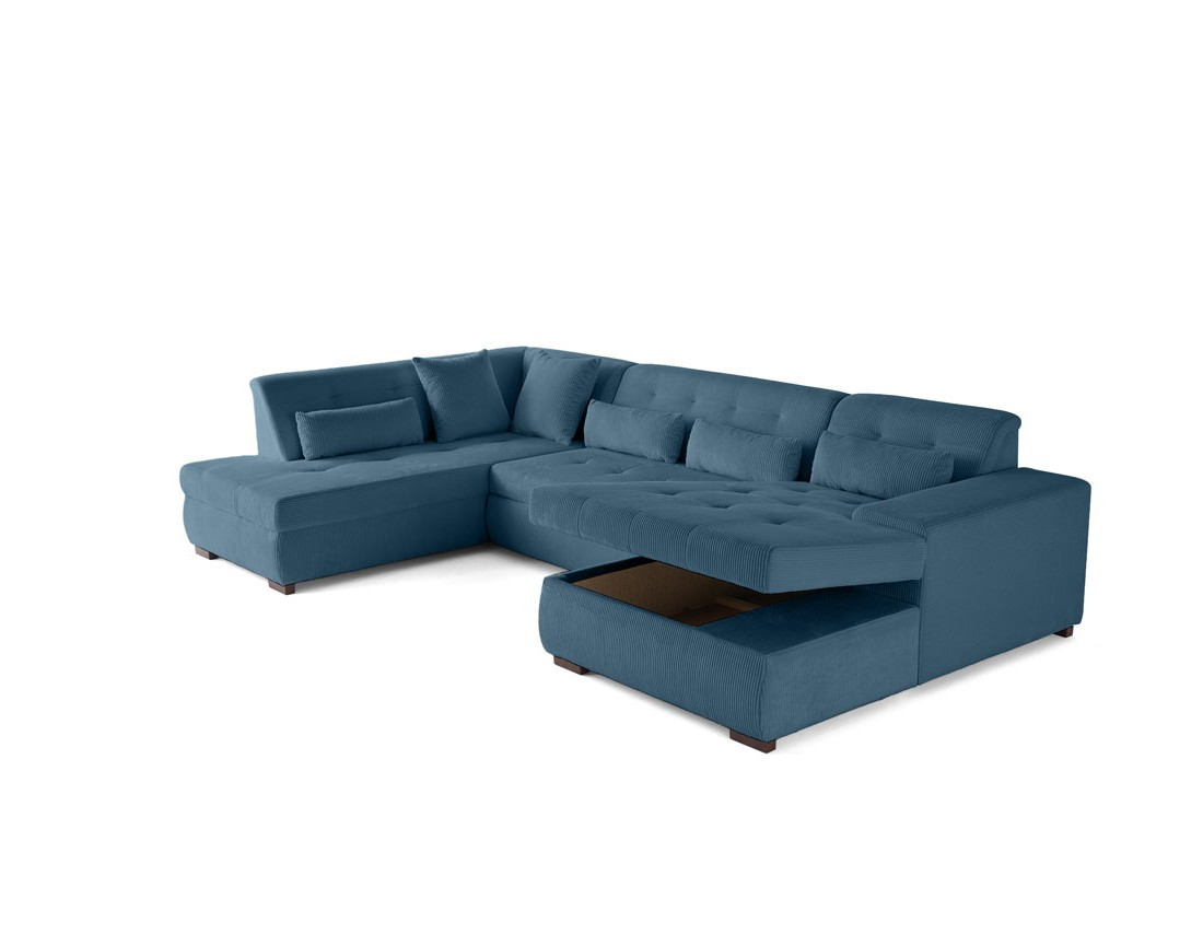 Canapé panoramique convertible Vermont 7 places en velours côtelé