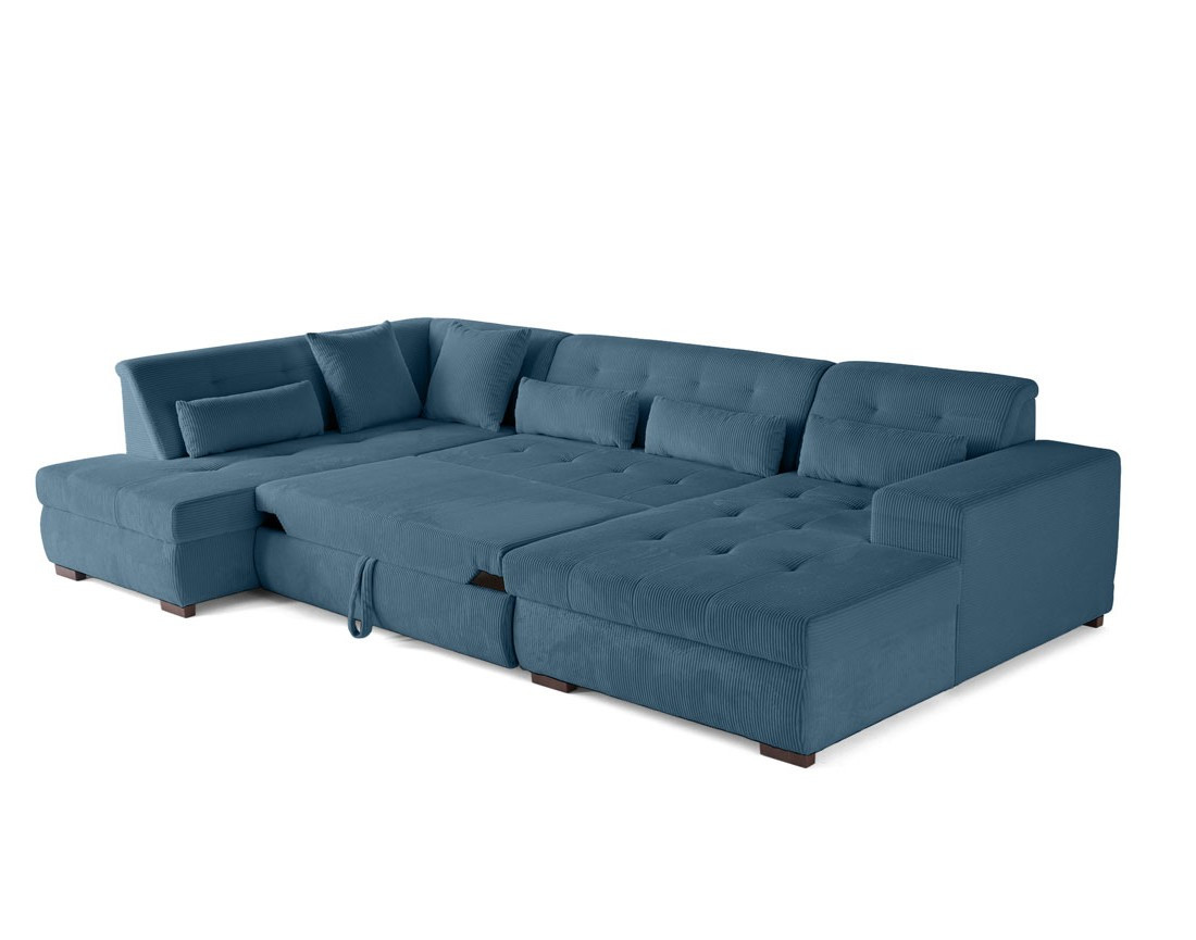 Canapé panoramique convertible Vermont 7 places en velours côtelé