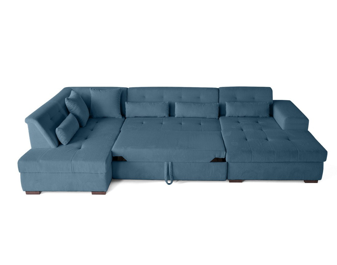 Canapé panoramique convertible Vermont 7 places en velours côtelé