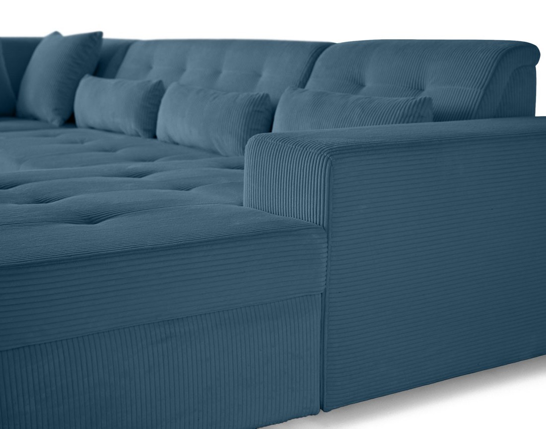 Canapé panoramique convertible Vermont 7 places en velours côtelé