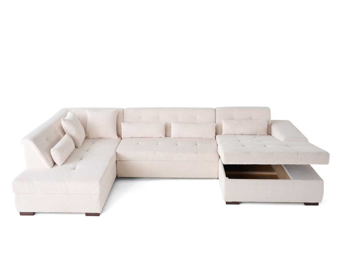 Canapé panoramique convertible Vermont 7 places en velours côtelé Canapé panoramique convertible Vermont 7 places en velours côtelé