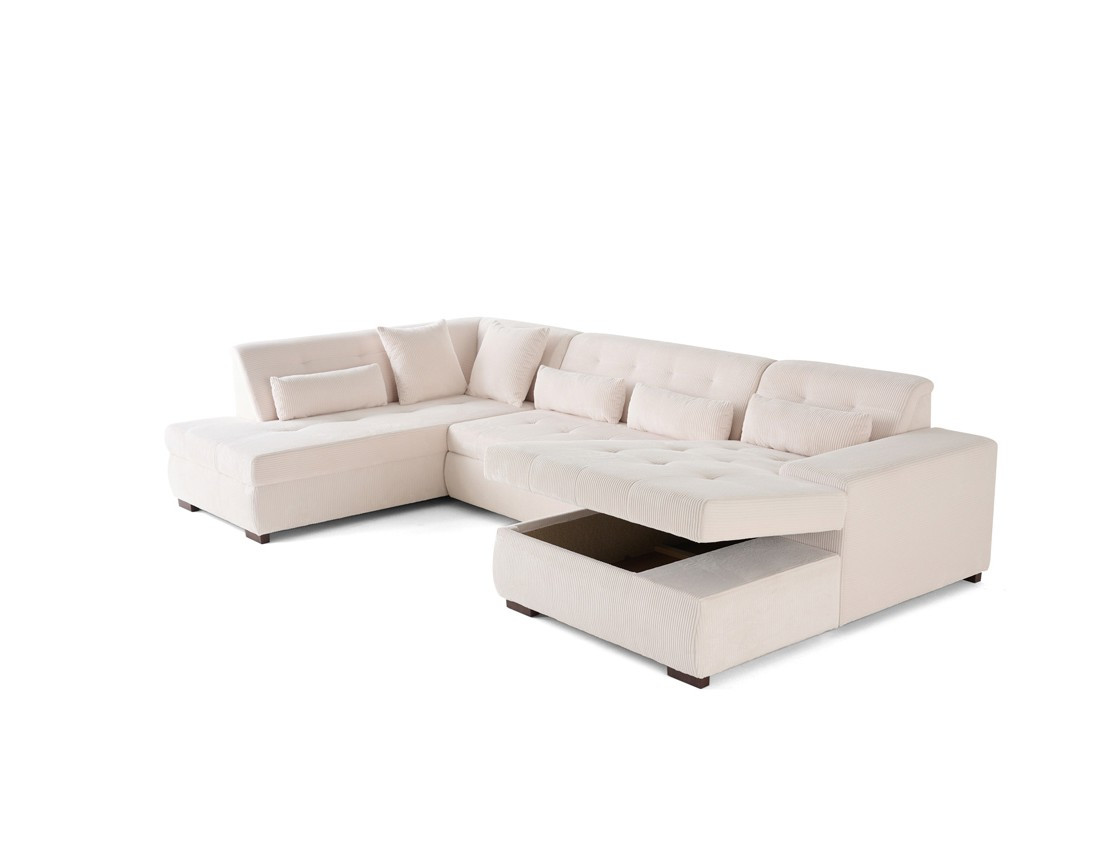 Canapé panoramique convertible Vermont 7 places en velours côtelé Canapé panoramique convertible Vermont 7 places en velours côtelé