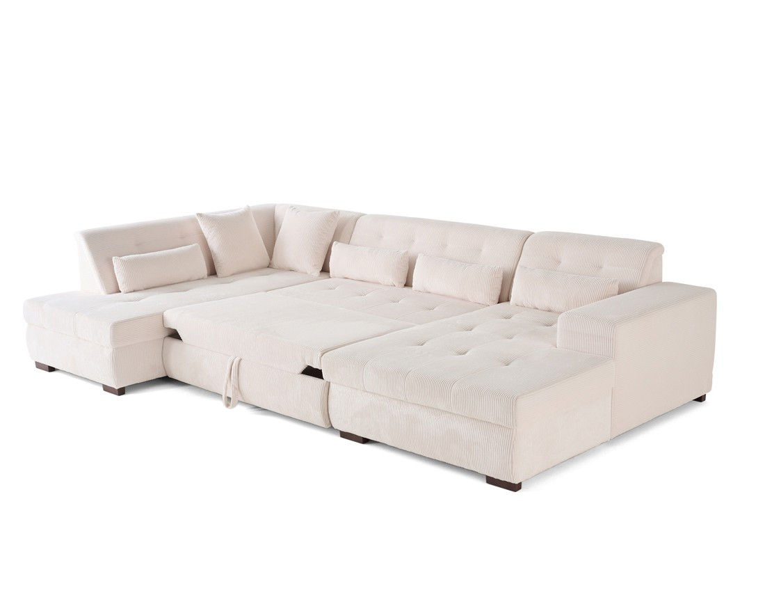 Canapé panoramique convertible Vermont 7 places en velours côtelé Canapé panoramique convertible Vermont 7 places en velours côtelé