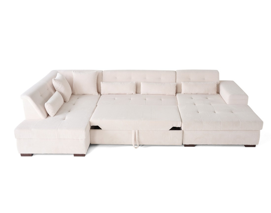 Canapé panoramique convertible Vermont 7 places en velours côtelé Canapé panoramique convertible Vermont 7 places en velours côtelé