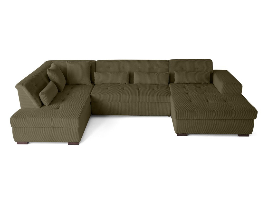 Canapé panoramique convertible Vermont 7 places en velours côtelé