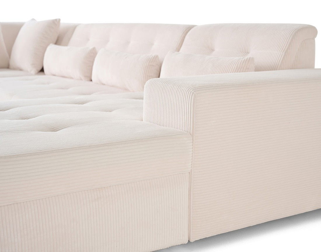 Canapé panoramique convertible Vermont 7 places en velours côtelé Canapé panoramique convertible Vermont 7 places en velours côtelé