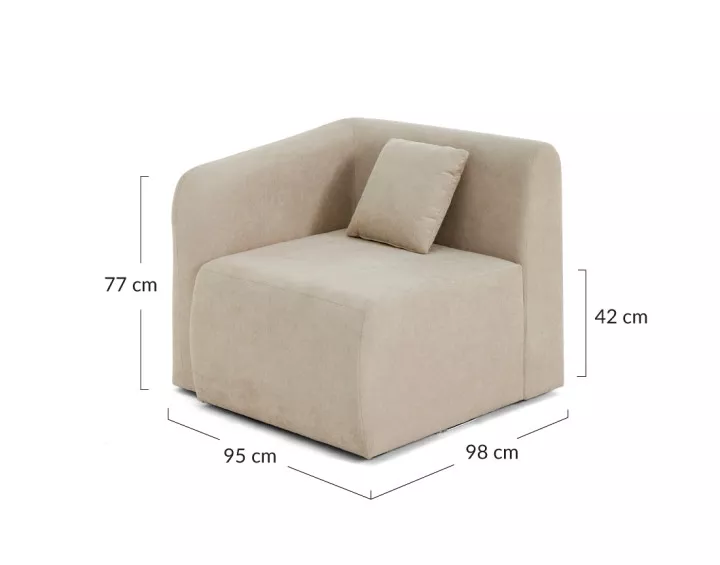 module d'assise d'angle gauche en tissu Ikare