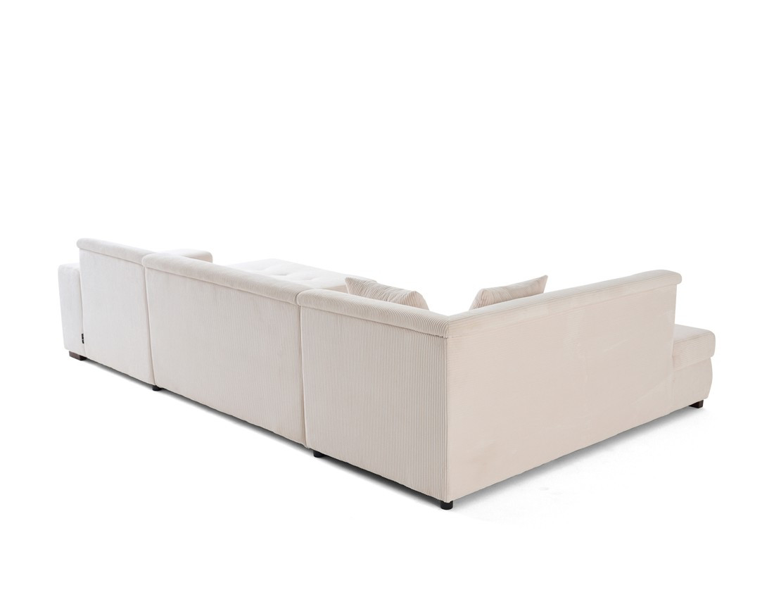 Canapé panoramique d'angle gauche 7 places en velours côtelé Vermont