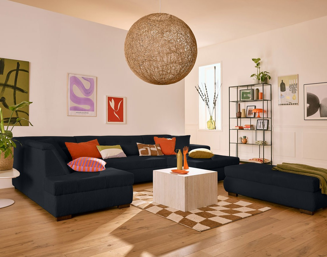 Canapé panoramique d'angle gauche 7 places en velours côtelé Vermont Canapé panoramique d'angle gauche 7 places en velours côtelé Vermont