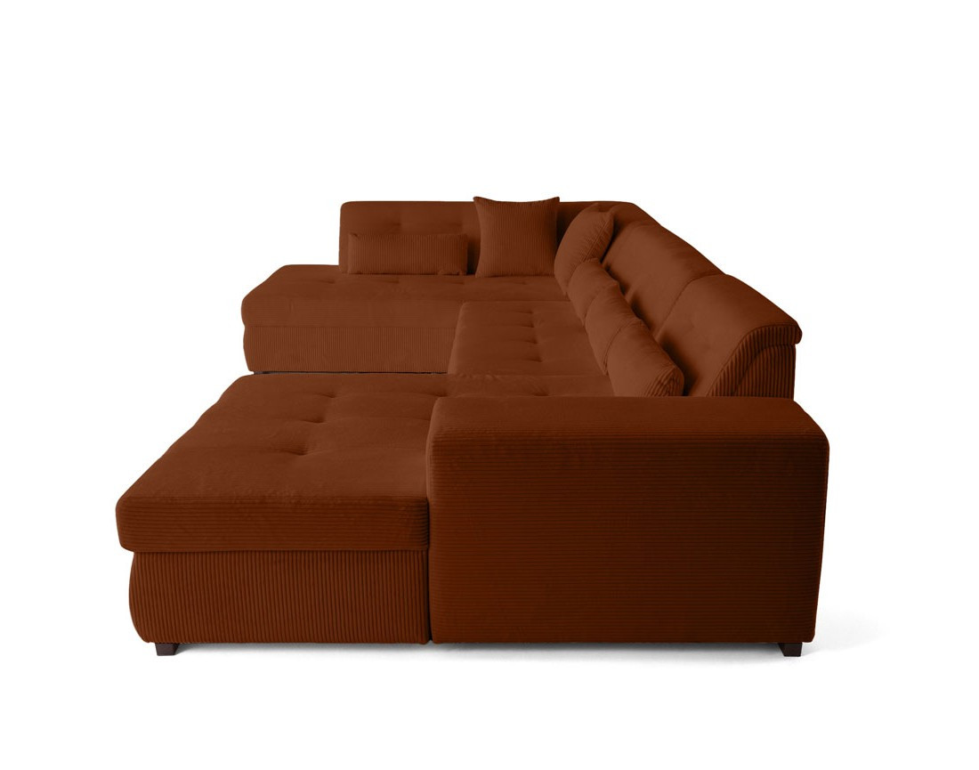 Canapé panoramique d'angle gauche 7 places en velours côtelé Vermont