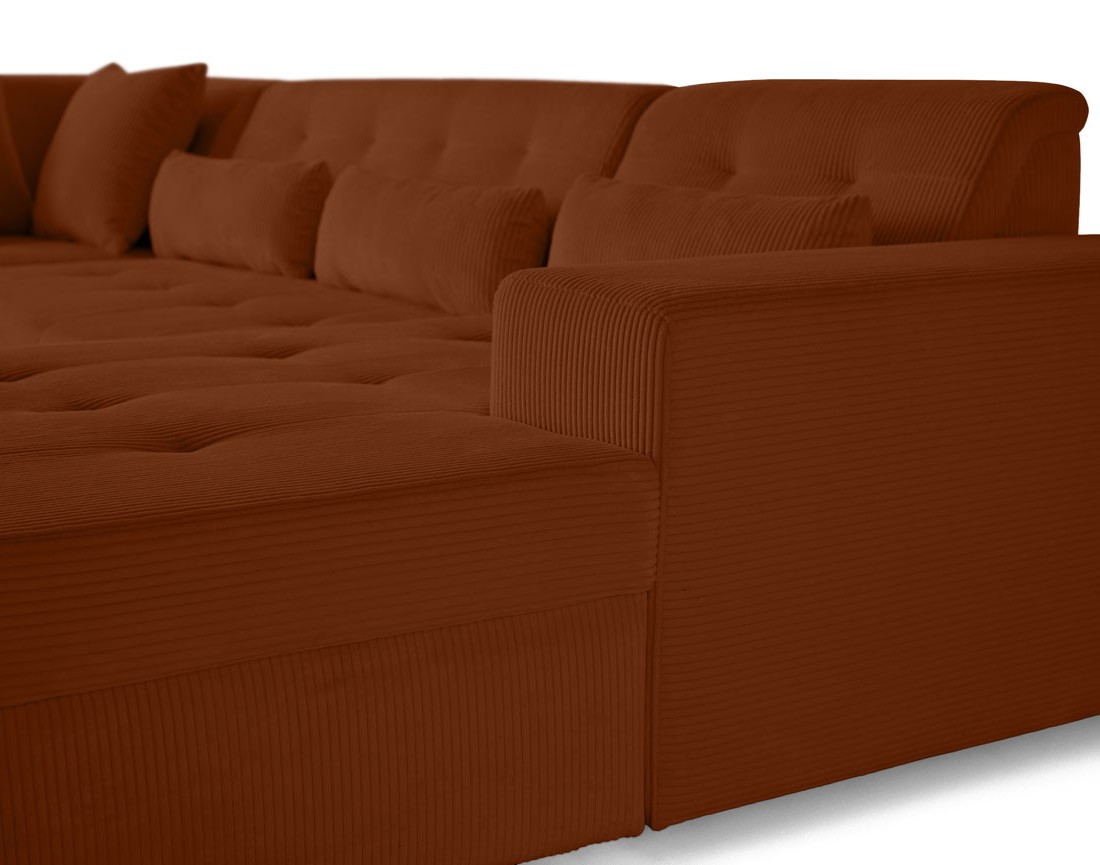 Canapé panoramique d'angle gauche 7 places en velours côtelé Vermont