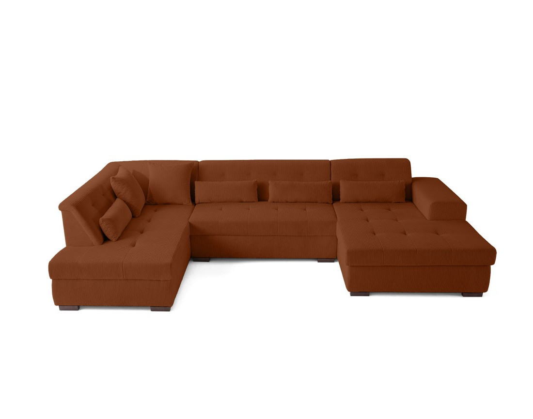 Canapé panoramique d'angle gauche 7 places en velours côtelé Vermont