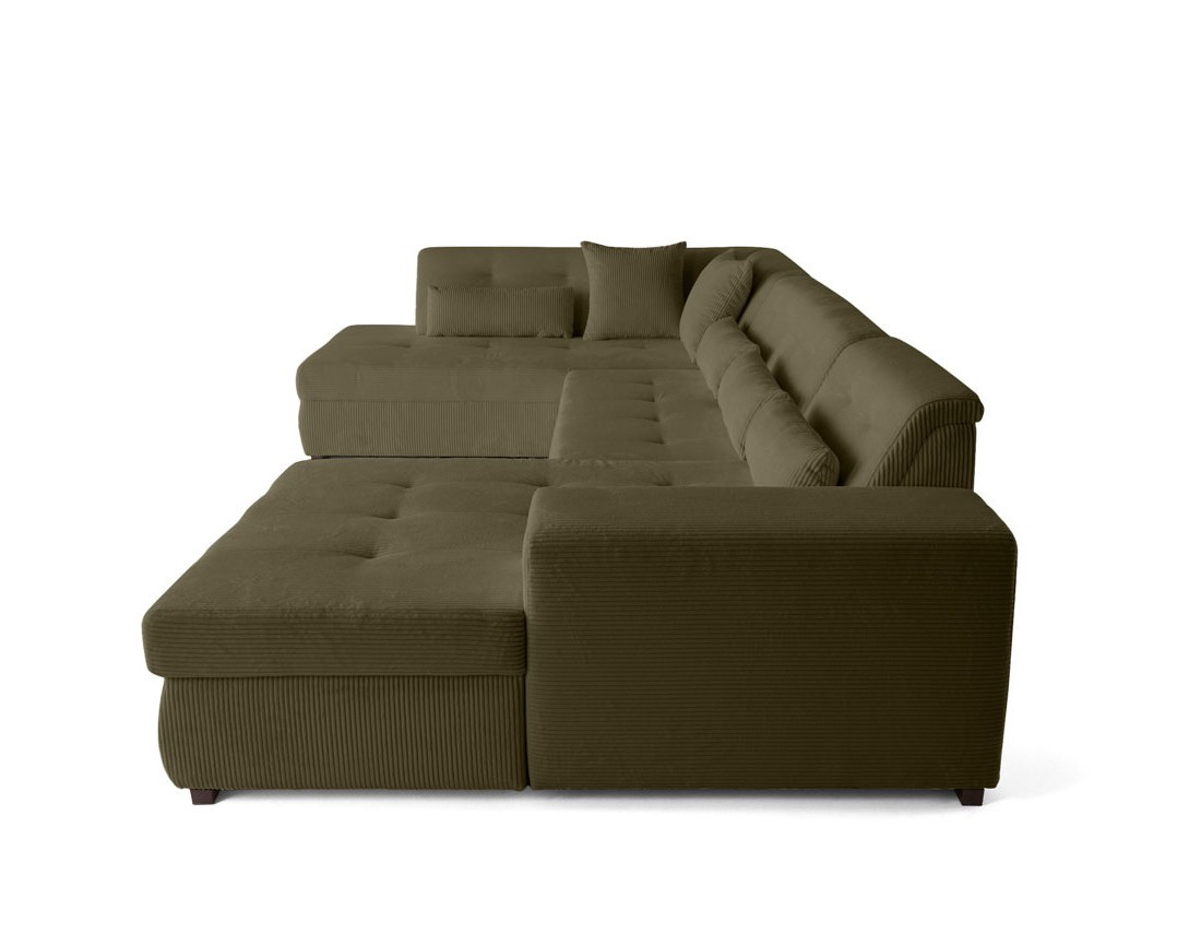 Canapé panoramique d'angle gauche 7 places en velours côtelé Vermont
