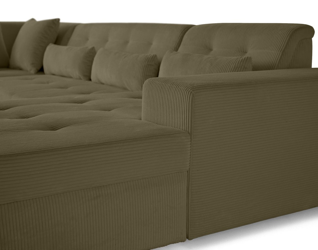 Canapé panoramique d'angle gauche 7 places en velours côtelé Vermont