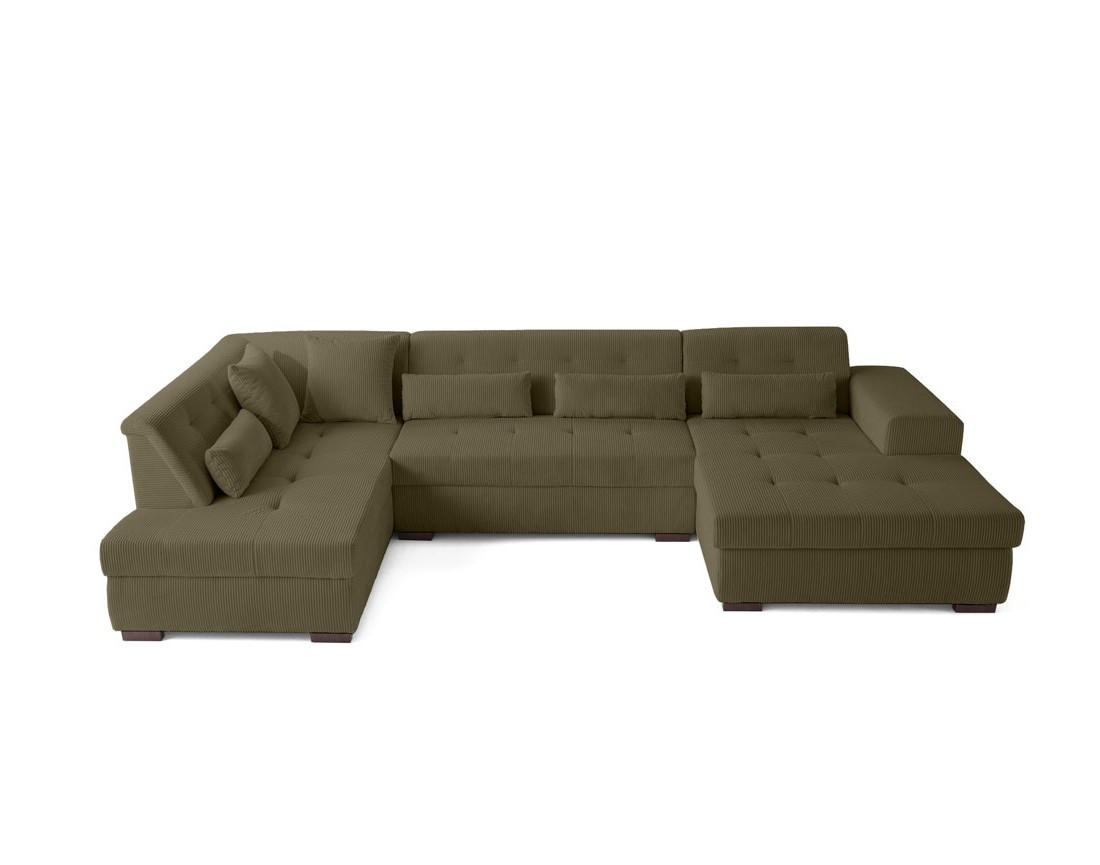 Canapé panoramique d'angle gauche 7 places en velours côtelé Vermont