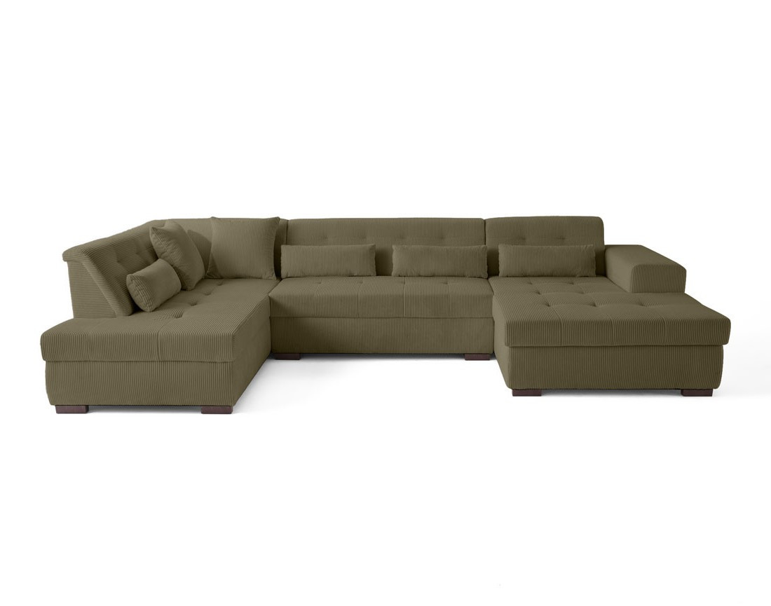 Canapé panoramique d'angle gauche 7 places en velours côtelé Vermont