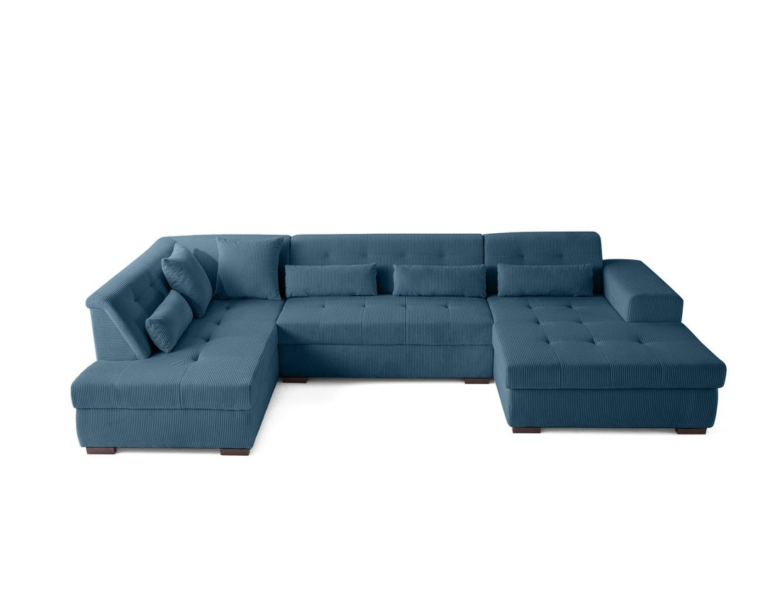 Canapé panoramique d'angle gauche 7 places en velours côtelé Vermont