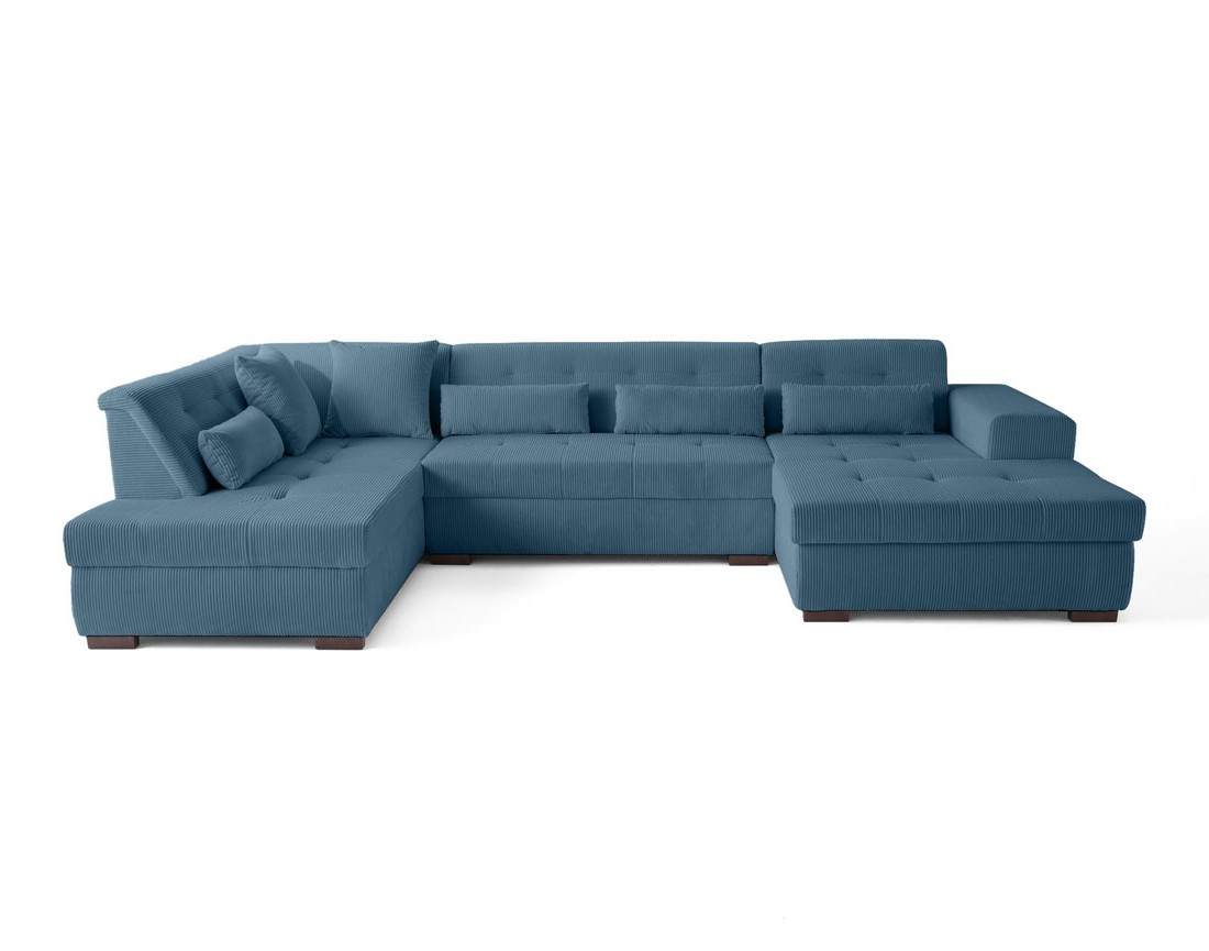 Canapé panoramique d'angle gauche 7 places en velours côtelé Vermont