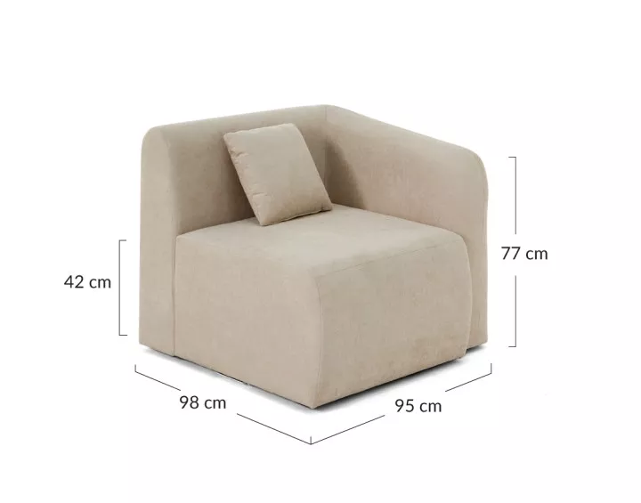 module d'assise d'angle droit en tissu Ikare