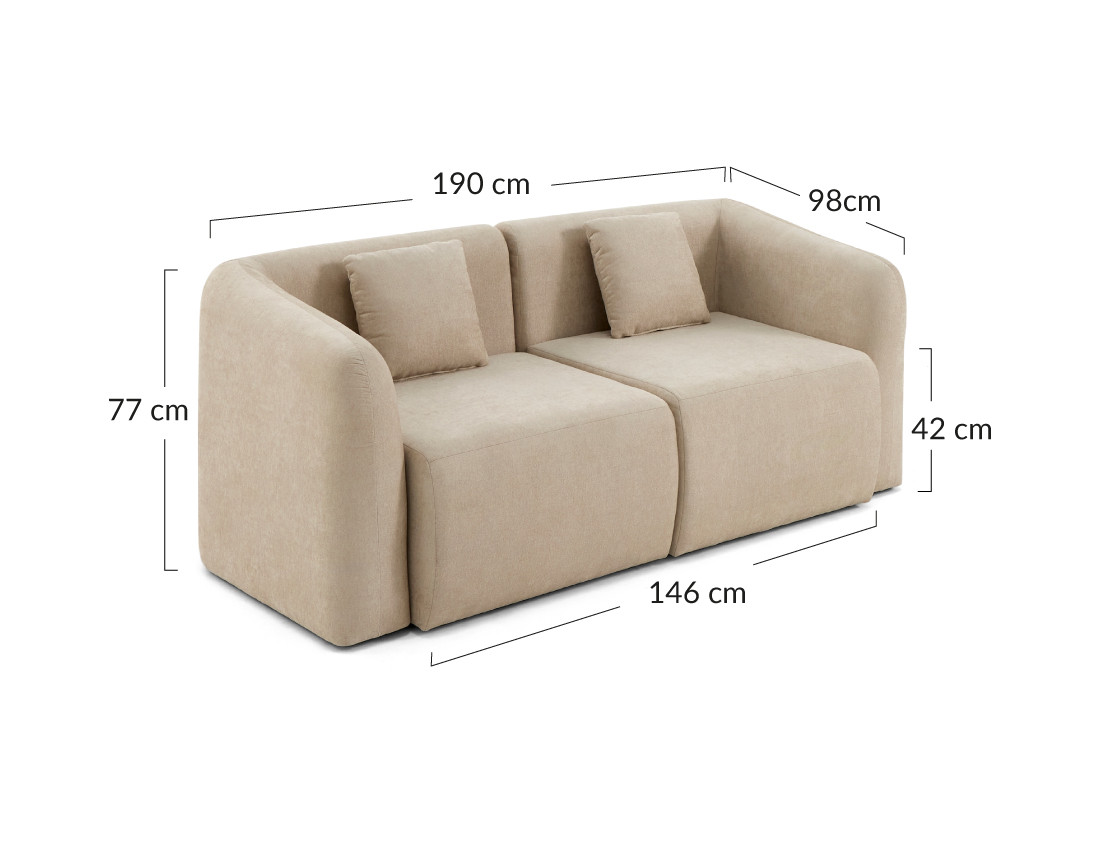 Canapé modulable 2 places en tissu Ikare