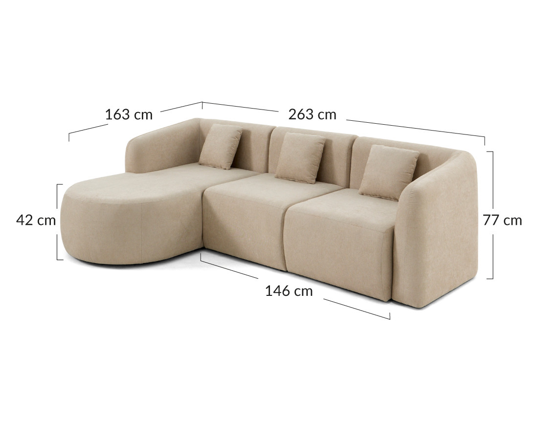 Canapé modulable d'angle gauche 4 places en tissu Ikare