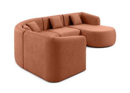 Canapé modulable d'angle droit 5 pl, méridienne, tissu Ikare