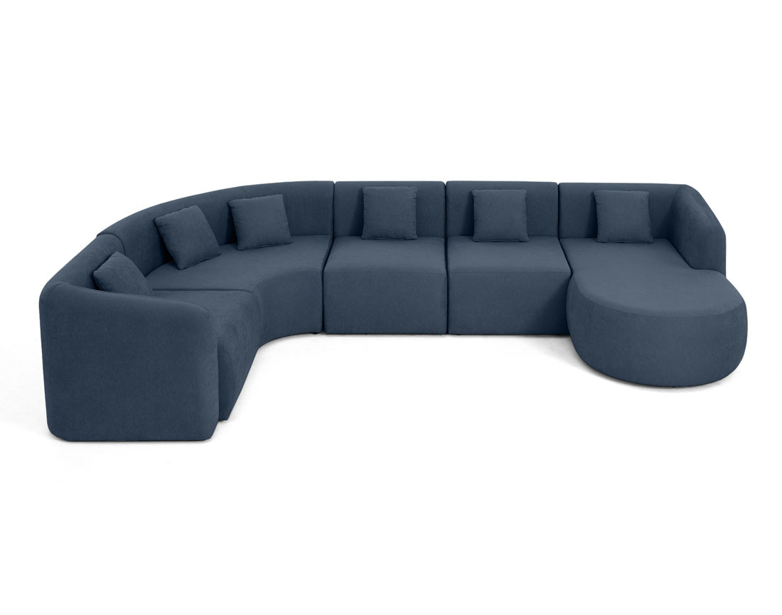 Canapé modulable d'angle droit, 6 places en tissu Ikare