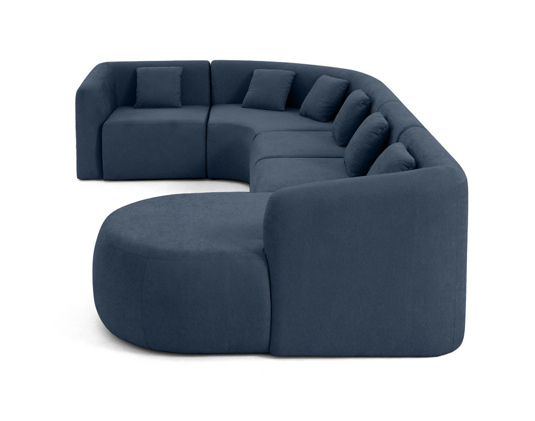 Canapé modulable d'angle droit, 6 places en tissu Ikare