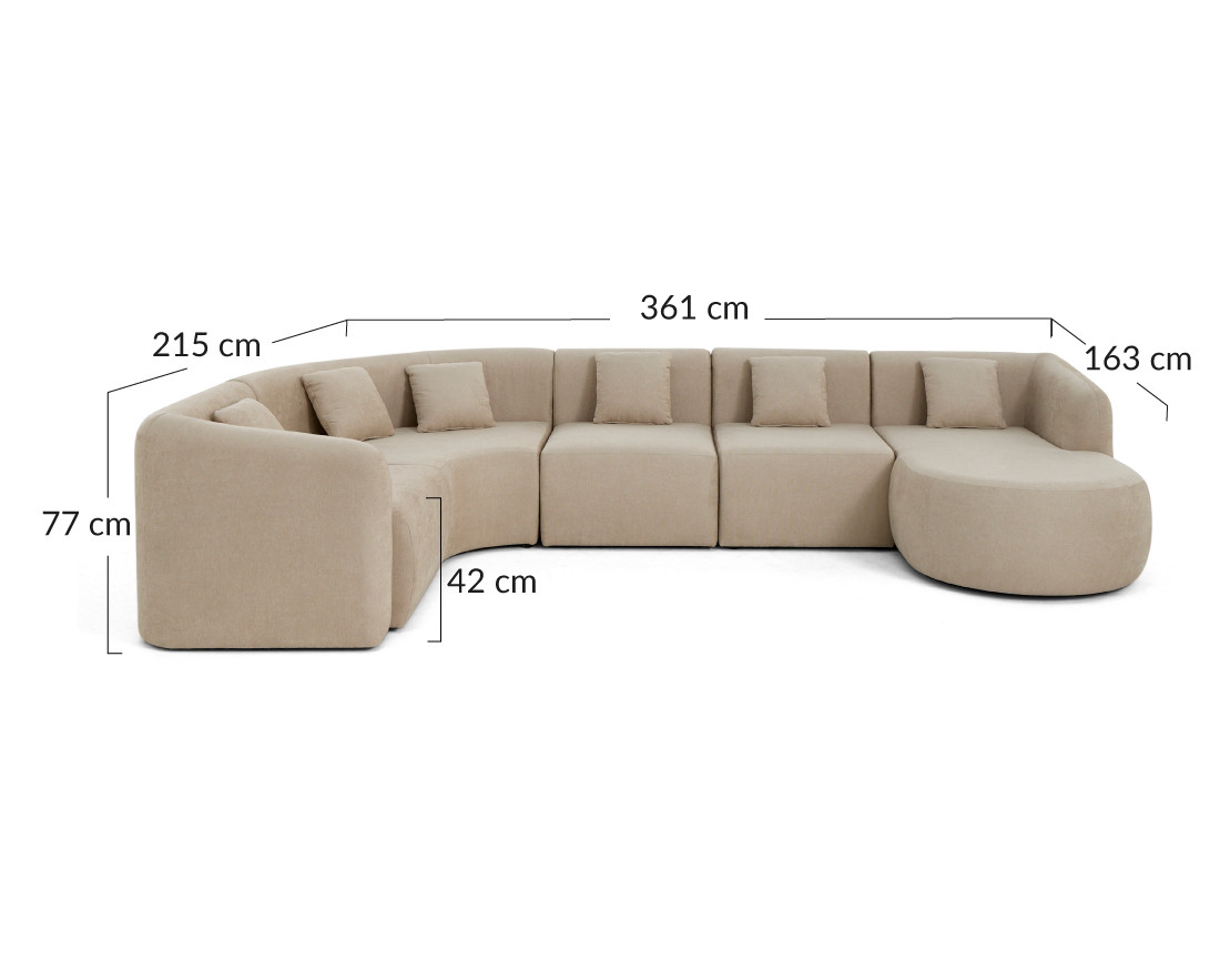 Canapé modulable d'angle gauche 6 places en tissu Ikare