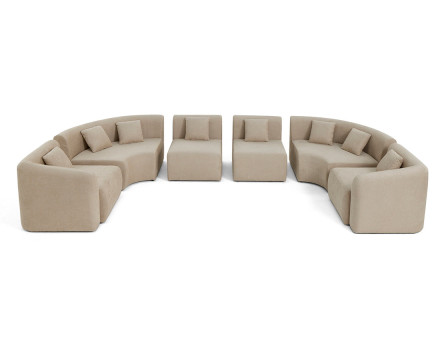 Canapé modulable panoramique 7 places en tissu Ikare