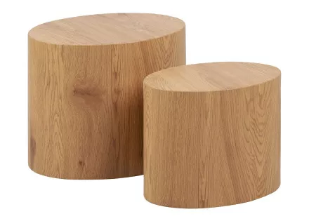 Lot de 2 tables basses chêne naturel 48 et 40 cm Aeryn