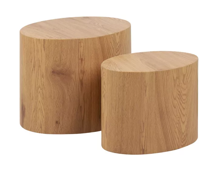 Lot de 2 tables basses chêne naturel 48 et 40 cm Aeryn