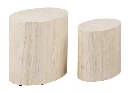 Lot de 2 tables basses effet travertin 48 et 40 cm Aeryn