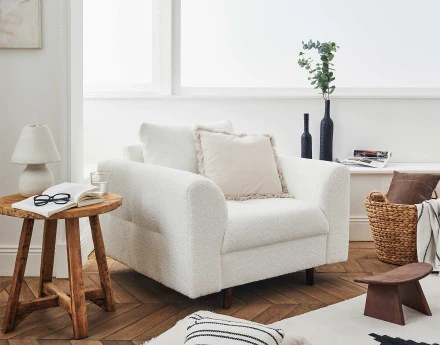 Fauteuil en tissu bouclette Rune