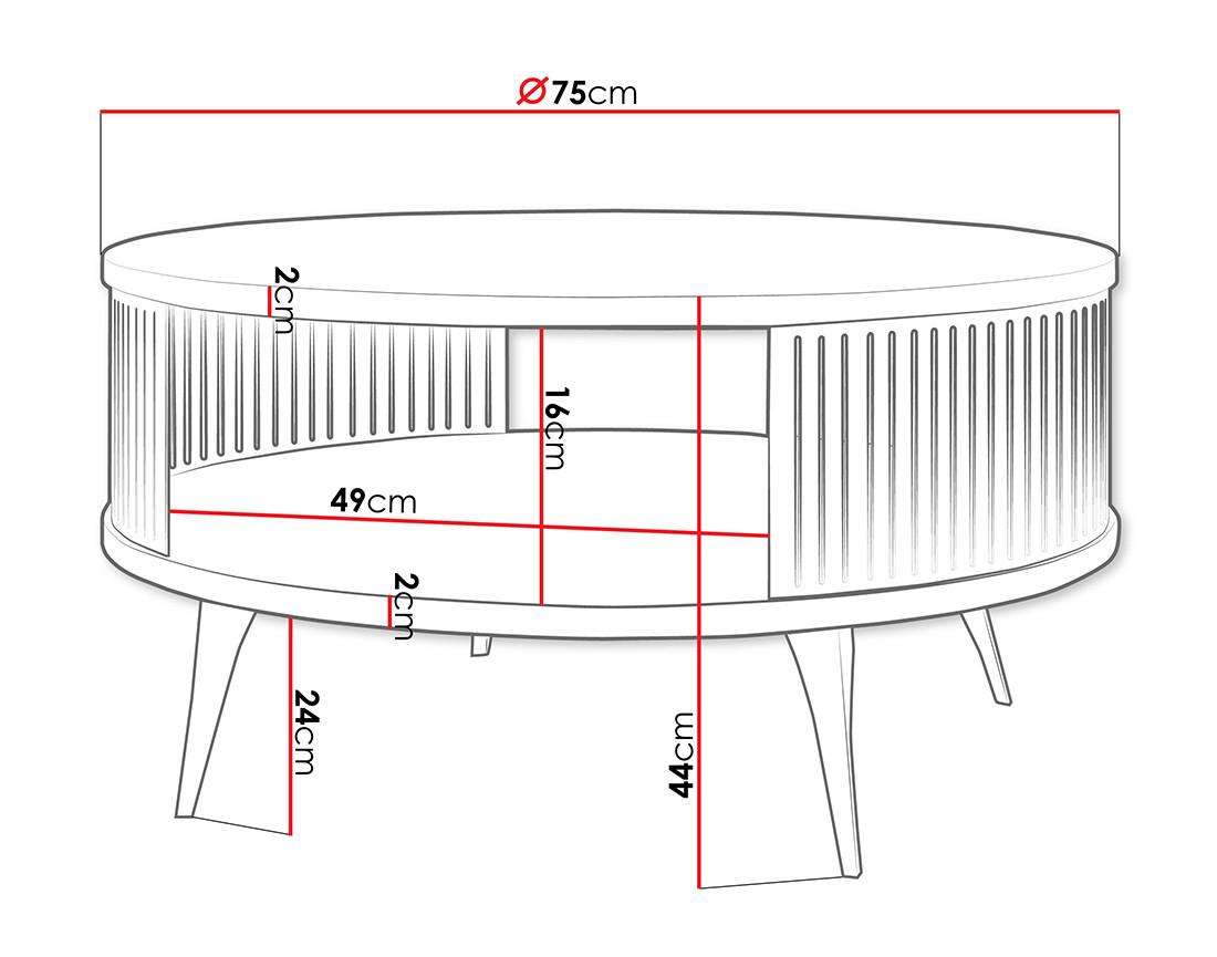 Table basse blanc et noir 1 niche 75 cm Forini