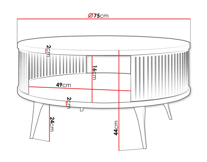 Table basse blanc et noir 75 cm Forini